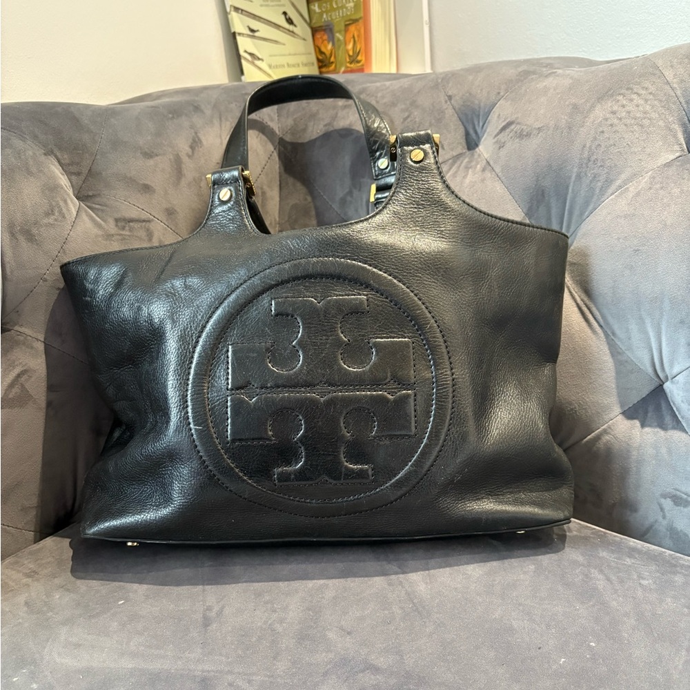 Tory Burch Black Leather Tote Bag